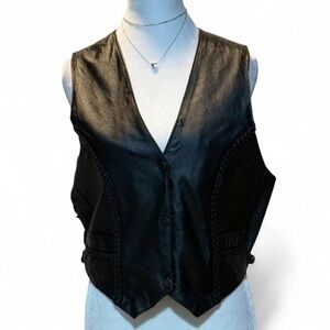 Dream Apparel Womens Black Leather Motorcycle Vest,  Biker vest  W/Side Laces